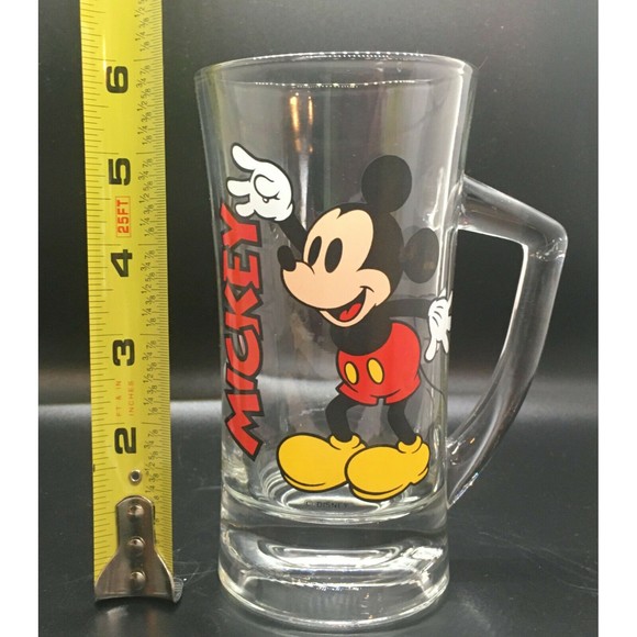 Vintage Mickey Mouse Tall Glass Mug Cup with Handle Marked Disney - Picture 10 of 12